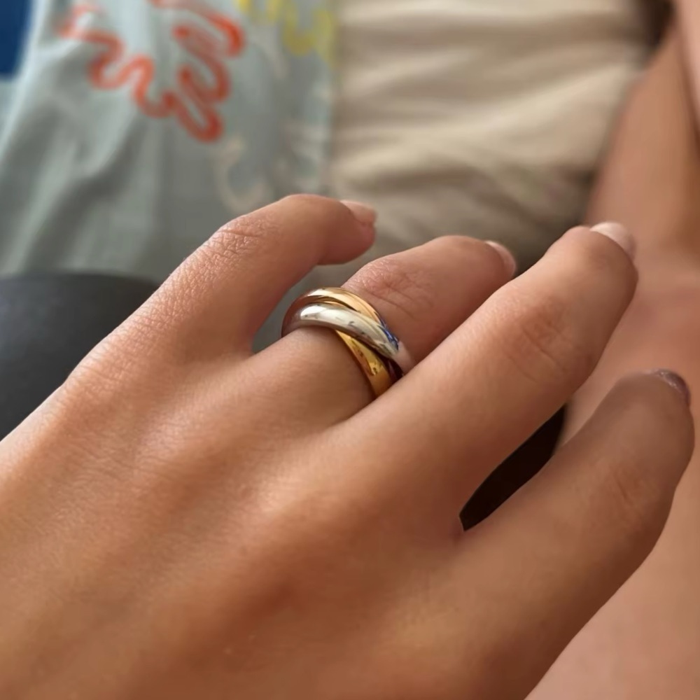 TRINITY RING TRI-COLOR TRIPLE BAND ANTI-ANXIETY ROLLER RING DESIGNER INSPIRED